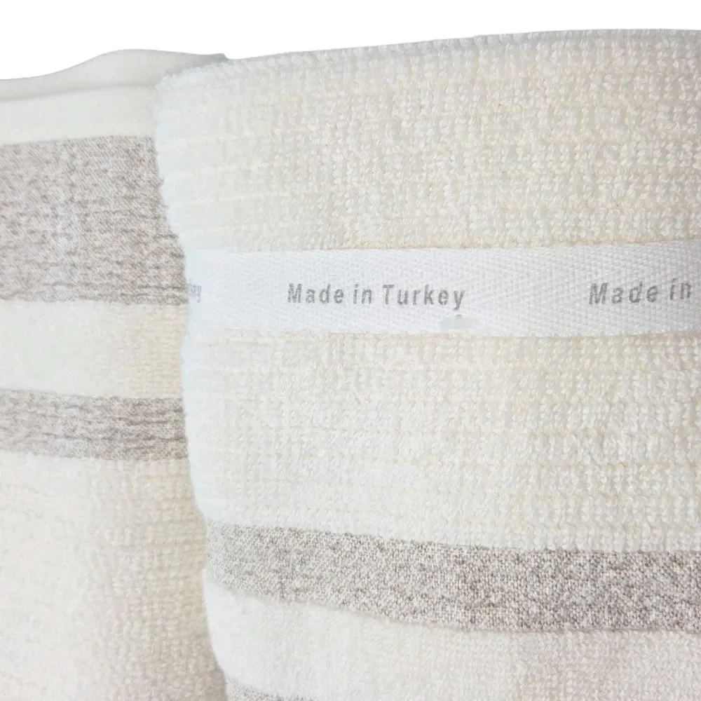 Hotel Balfour 4pc Cream And Taupe Turkish Cotton Towel Set 2 Bath 2 Hand